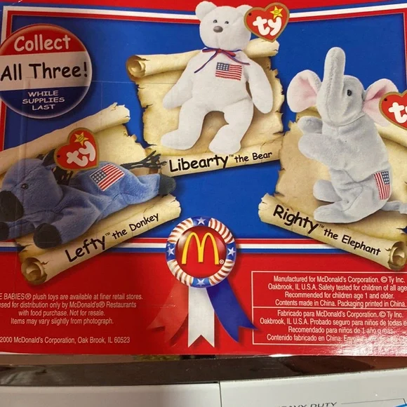 American trio McDonalds beanies.Lefty Righty Libearty. - Picture 5 of 7